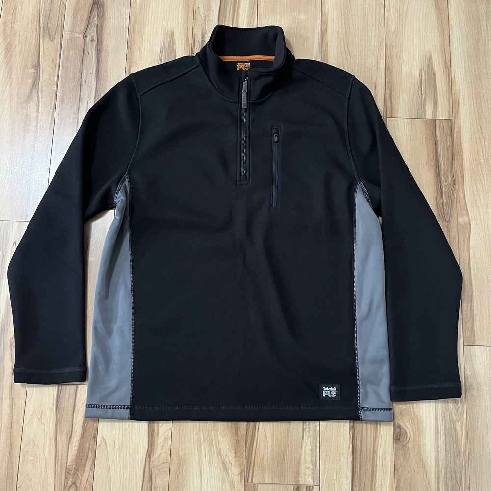 Timberland Pro Studwall 1/4 Zip Mens Mid-layer Fleece Pullover Black, Gray Sz M